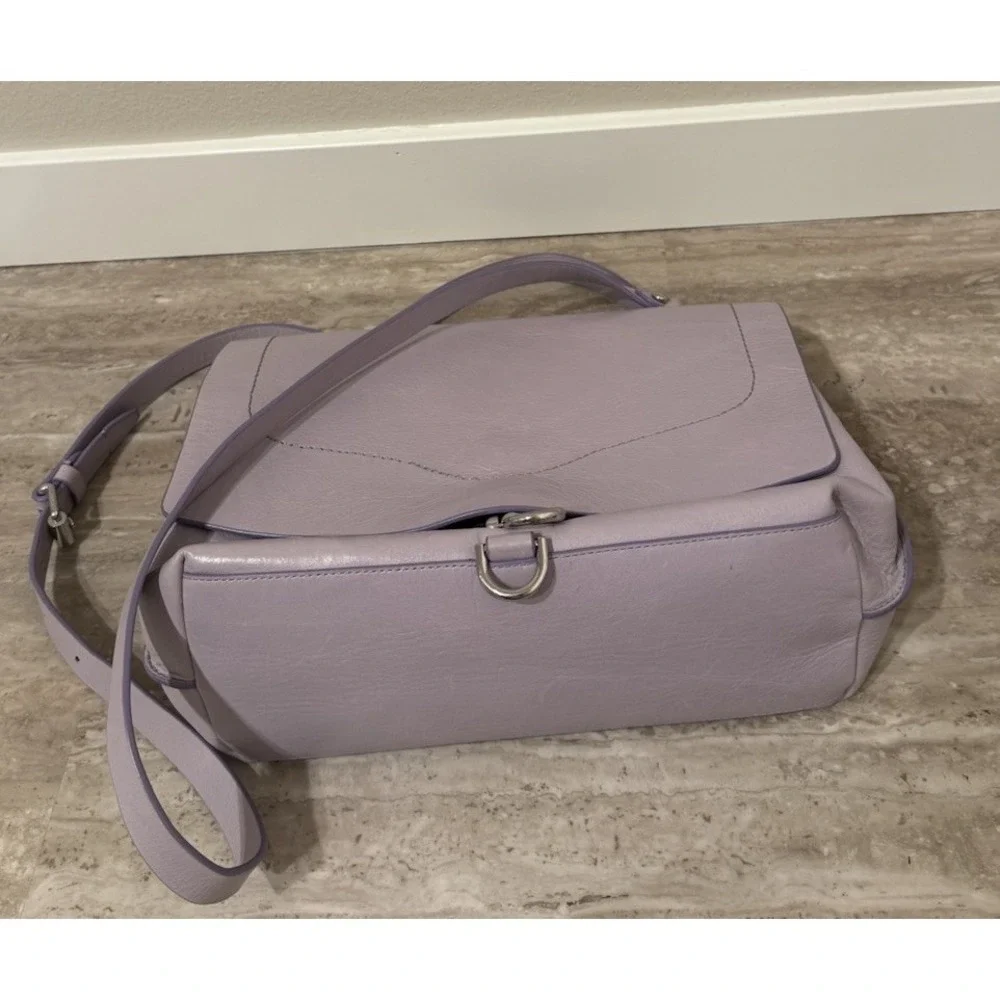 REBECCA MINKOFF Stella Leather Satchel Lilac‎ Purple Flip Over Bag Purse